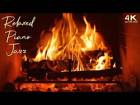 🔥 Relaxed Piano Jazz Music & Crackling Fireplace Ambience
