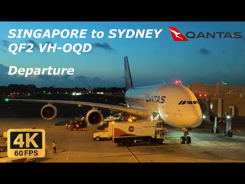 4K 60FPS - QANTAS QF2 DEPARTING SINGAPORE