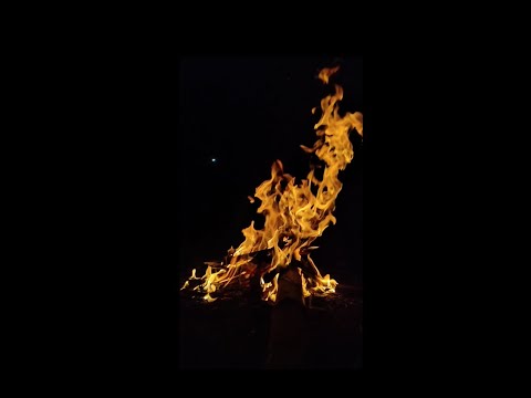 Crackling Fire at Night Dark Background Video - 1h Burning Fireplace Sounds & Black Screen 1 Hour