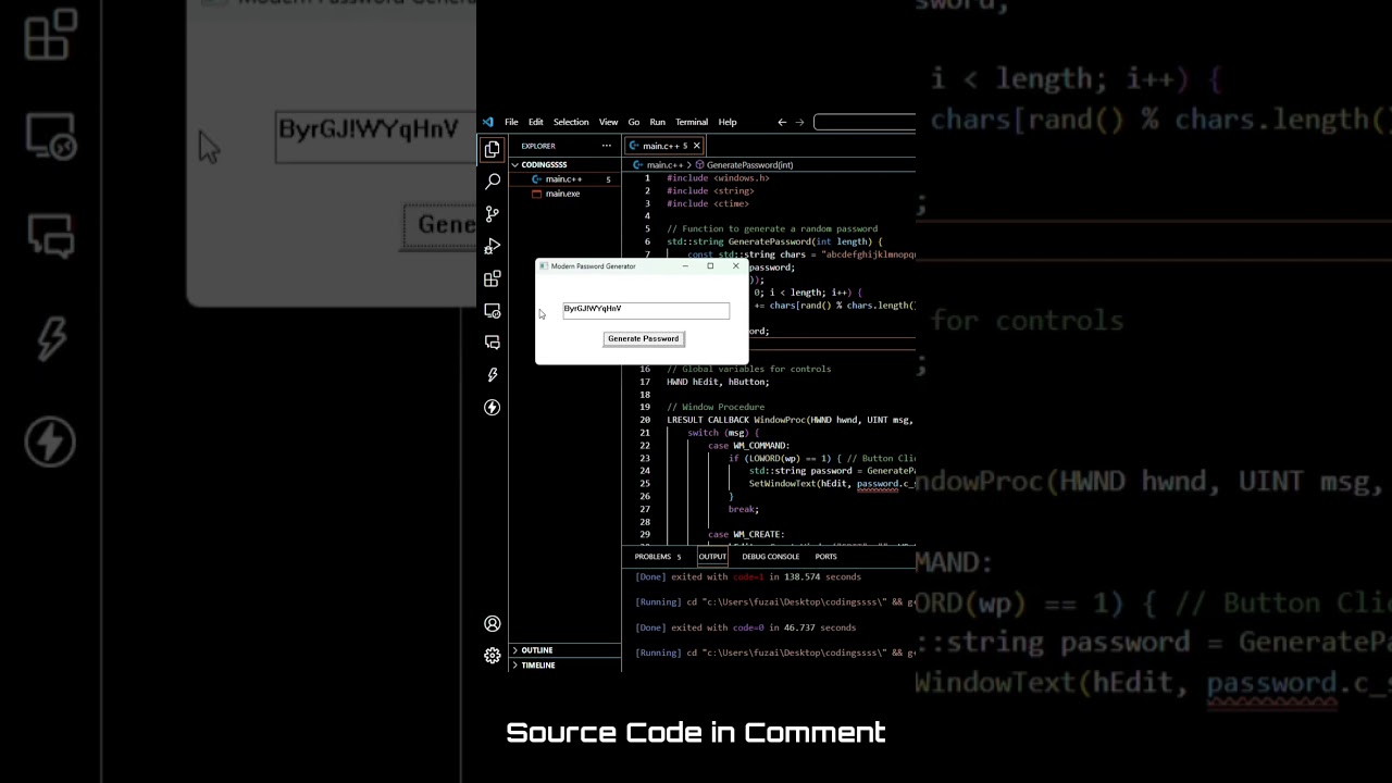 Modern GUI C++ App Without Qt | Windows Password Generator 🔥 #coding #c++