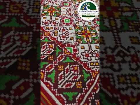Red Jad Border White Navratan Motifs Double Ikat Patola Saree