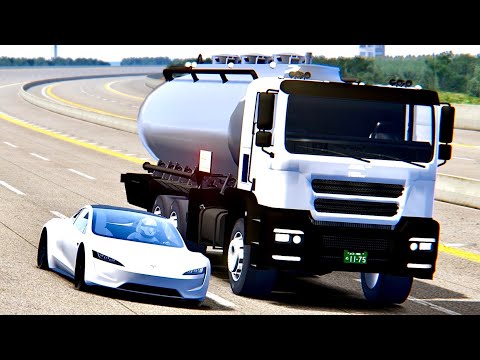 Tesla Roadster vs Tank Truck Monster - Nardo Speed Ring