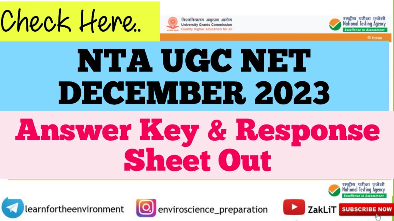 🔴UGC NET DEC 2023 Answer Key/Response Sheet Out