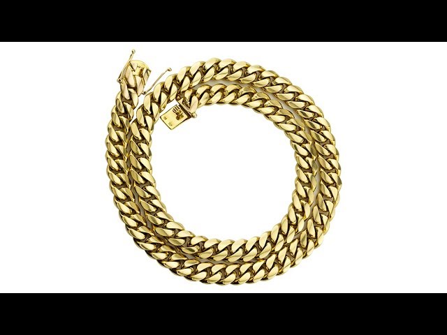 18k Yellow Gold Cuban Link Chain 32 Inches 15.5 mm