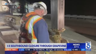 I-5 southbound closed Sunday night through Grapevine