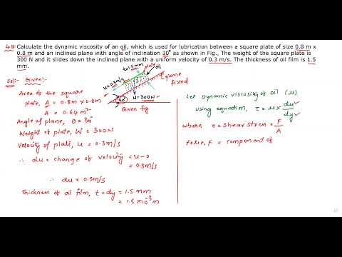 Unit-1: Fluid Statics | Problem No.4 on Dynamic Viscosity | (Fluid Mechanics and Hydraulic Machines)