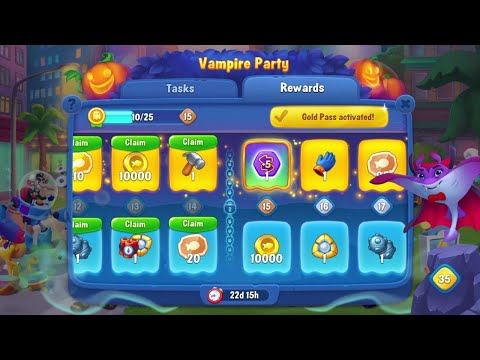 @Fishdom Win Strikes Atlantic Cup Stage 34 - 37. Vampire Party Level 14 Unlocked