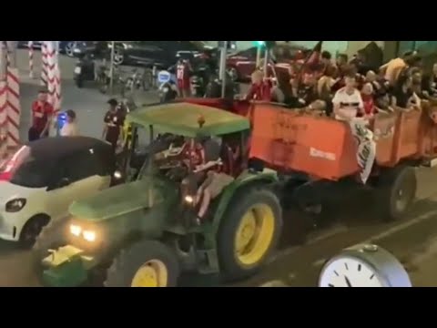 Convoy Milan Fans using 'Tractor' at Milano City #WeTheChamp19ne