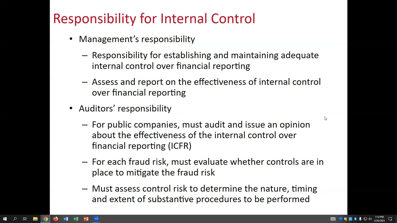 ACC 4430: Chapter 5 Part 1 - Internal Controls