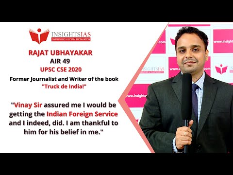 Mr. Rajat Ubhayakar- AIR 49, UPSC CSE 2020| former journalist & author of the book -'Truck de India'