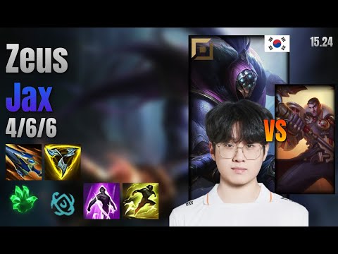 Zeus Top Jax vs Jayce lol KR solo rank Full Game 15.24 | 제우스 잭스 vs 제이스
