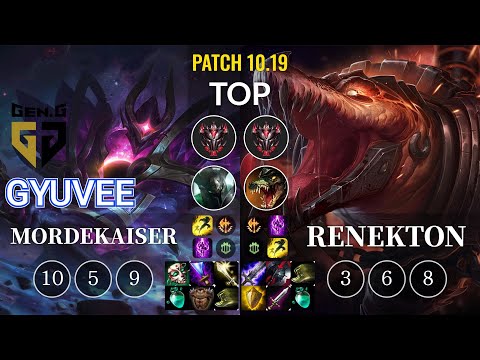 GEN gyuvee Mordekaiser vs Renekton Top - KR Patch 10.19