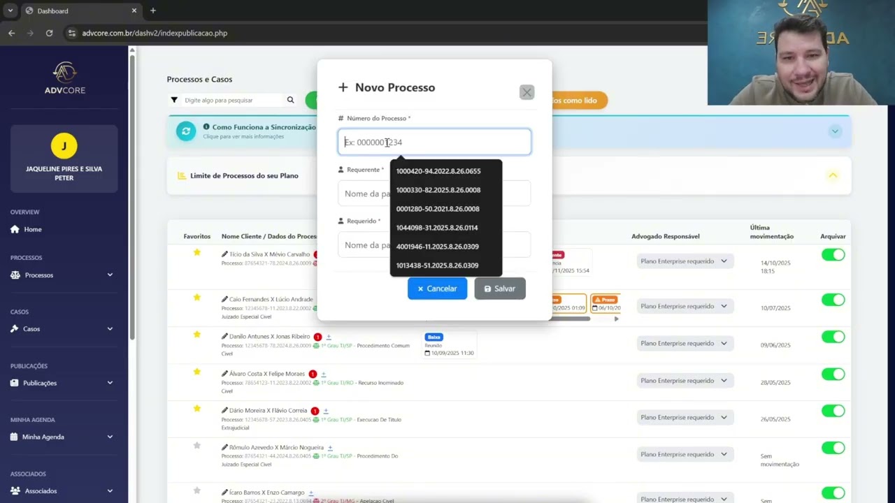 Como Cadastrar Processos - Advcore Academy