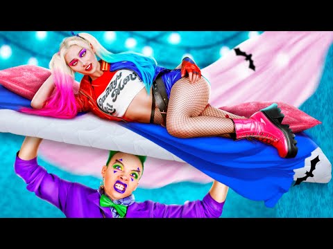 Harley Quinn VS Joker | Building secret rooms by Superheroes | 24 Hours Challenge by Ha Hack