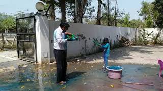 preview picture of video 'Pihu Playing Water Holi With Her Father Ambedkar Nagar'