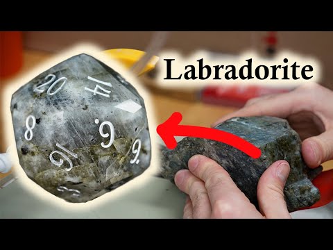 Cutting a Gleaming Labradorite D20