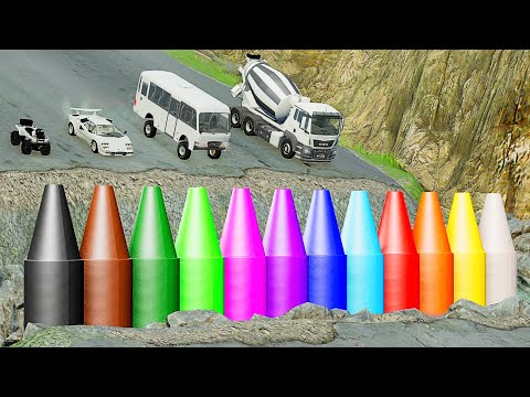 Colored Crayons Downhill Obstacle Course - BeamNG.drive