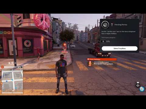 Watch Dogs 2 - Feeding Frenzy Trophy (Use the Call the cops hack on the donut-disguised man)