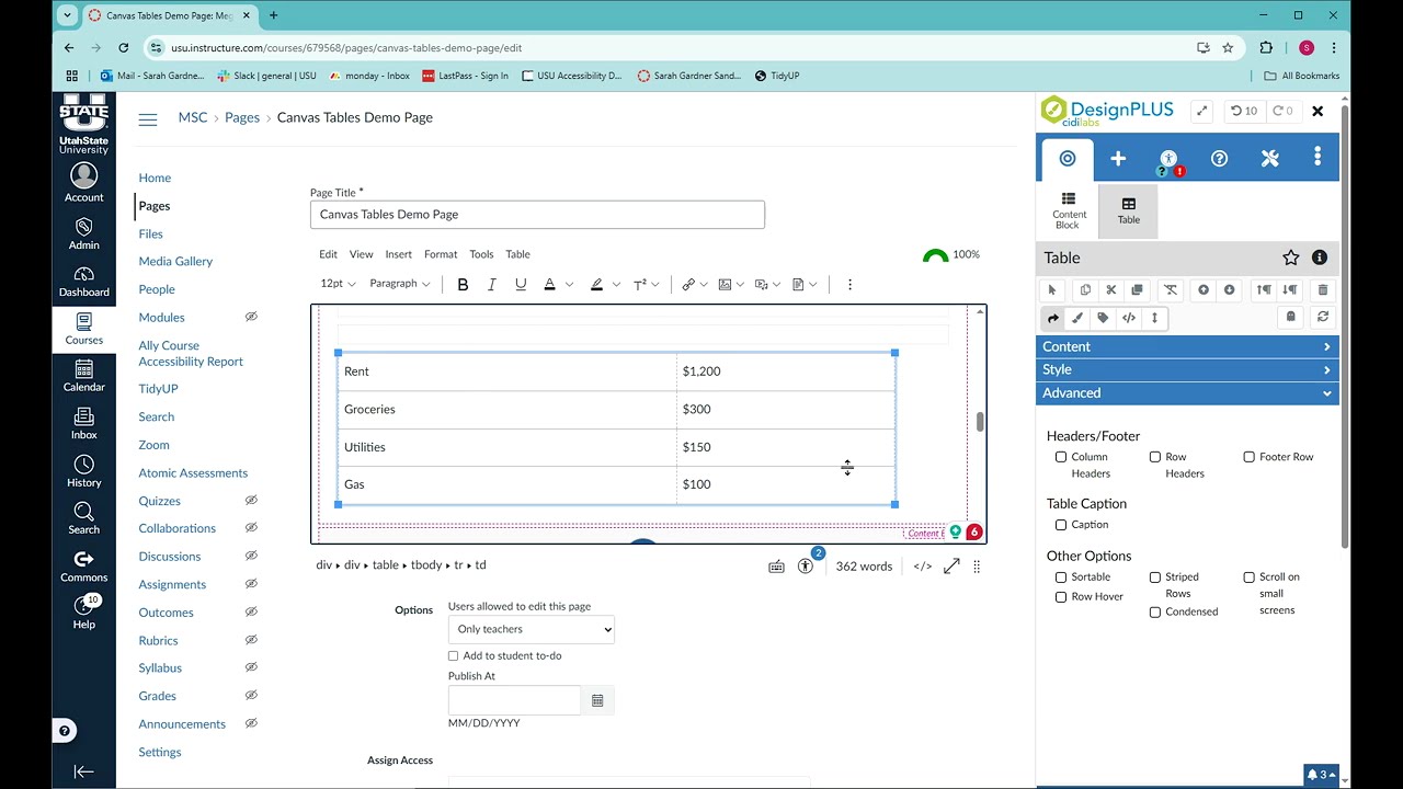 Creating Accessible Tables