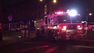 FDNY ENGINE 34 & FDNY ENGINE 26 TAKING UP FROM A 3RD ALARM FIRE ON JANE STREET IN MANHATTAN, NYC.