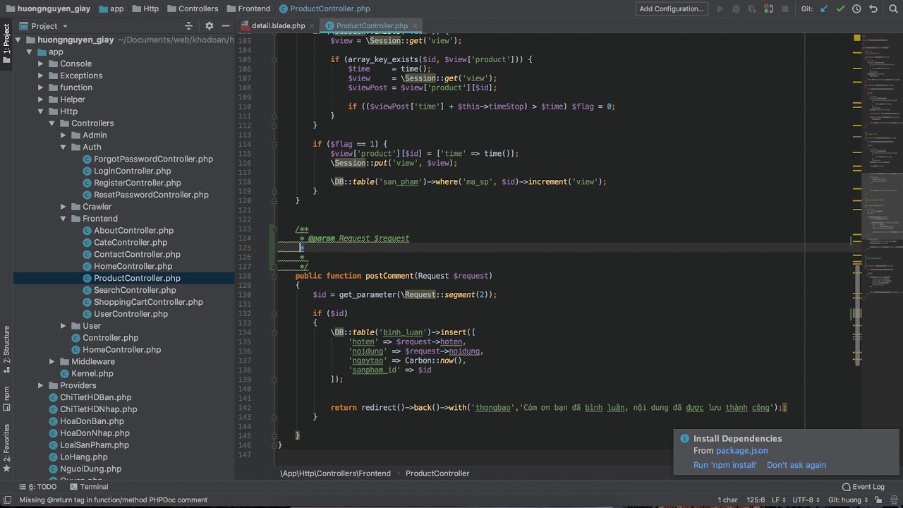 Website bán giày - Comment sản phẩm