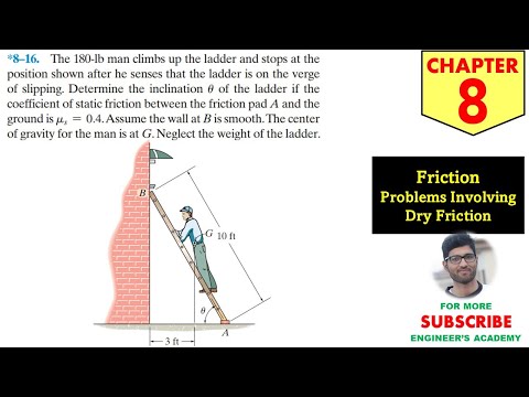 8-16 Friction (Ladder Problem) - Chapter 8 | Hibbeler Statics 14th ed | Engineers Academy