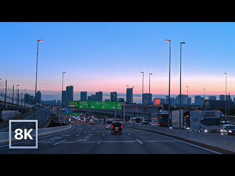 Twilight Drive across Tokyo Bay / 8K 60fps HDR / Relaxing Lofi Beats