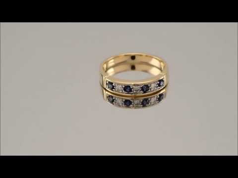 9ct Gold 6pt Diamond And Sapphire Half Eternity Ring - D8101