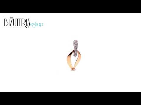 Biżuteria - Zawieszka z łączonego 14K złota - lśniące linie liści, cyrkoniowa łodyga