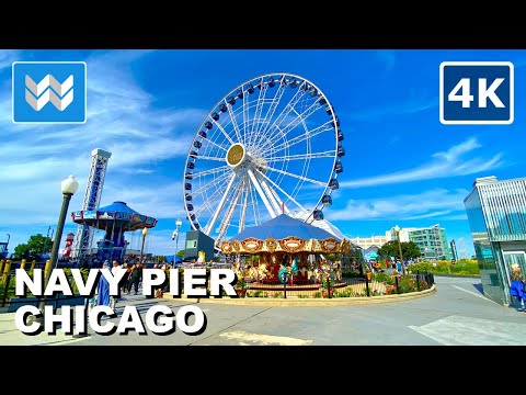 [4K] NAVY PIER in Downtown Chicago Illinois USA Walking Tour Vlog & Travel Guide