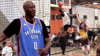 Lamar Odom LOOKING HEALTHY!! Watching The MOST UNFAIR AGE 15 & Under Basketball Game lol