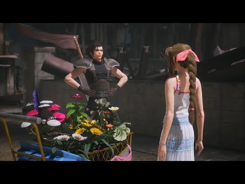 Crisis Core Final Fantasy 7 Reunion - Midgar Full of Flowers | Cute and cool flower wagon cutscenes