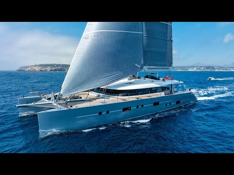 On board Mousetrap, the world's largest carbon fibre cruising Catamaran