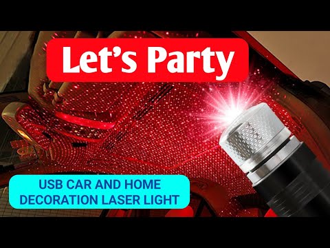 USB Night Light Projector,Car Roof Star Light, Changes Automatically, Night Light, Decorative (Red)