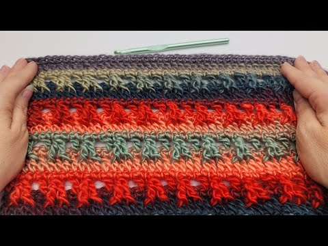 EASY Crochet Stitch For Blankets And Scarfs / 3D V Stitch