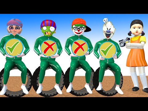 Squid Game(오징어 게임) vs Scary Stranger 3D Trying Choose Right Gift For Tire Challenge Game Candy Shape