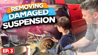 Ep. 3  Rebuilding a Wrecked C5 Salvage Corvette | Removing the Bent Suspension | Steering & Shocks