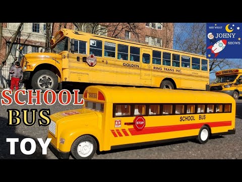 Johny Unboxes Motorized School Bus Toy & Finds Real School Bus Outside