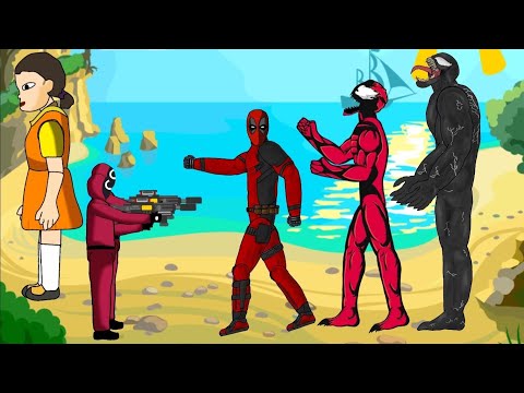 Squid Game VS Deadpool, Carnage and Venom - Drawing Cartoons 2
