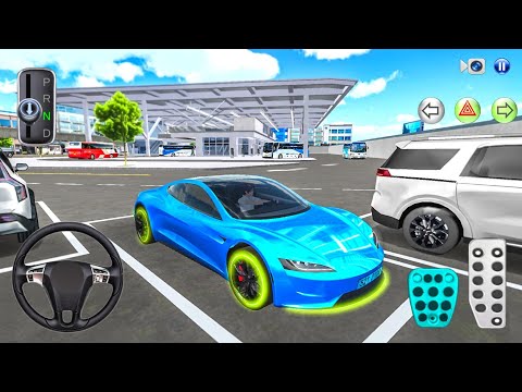 New Tesla Electric Car in Bus Terminal Parking - 3D Driving Class Simulation - Mobile Gameplay 2025