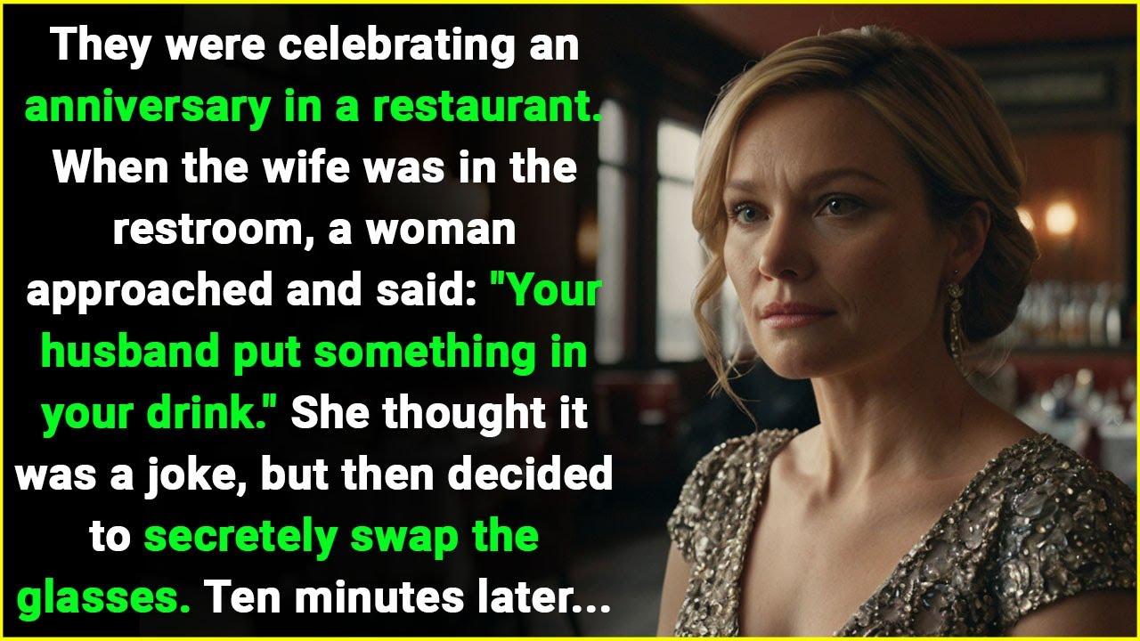 On their anniversary husband secretely put something in wife’s glass of wine…when she swapped them