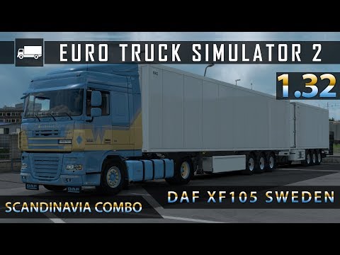 ETS2 1.32 Update - Scandinavian Double Trailer - DAF XF105 - Driving in Sweden - Realistic Graphics