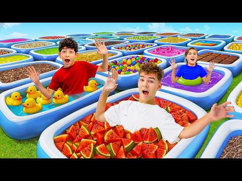 We Jumped Into 100 Mystery Pools to Find Keys and Save the Artifacts!