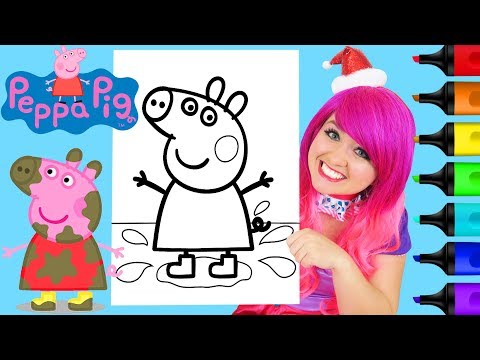 Coloring Peppa Pig Muddy Puddles Coloring Page Prismacolor Colored Paint Markers | KiMMi THE CLOWN Video
