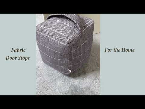 Grey Checked Fabric Door Stops - 1.9 kg Heavy Door Stoppers for Floor -UK Brand