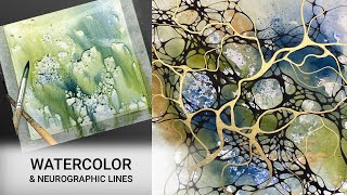 Abstract WATERCOLOR & Neurographic Inspired Ink Lines - 382