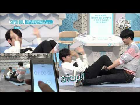 140801 Super Idol Chart Show Ryeowook and SungJong doing sit-up