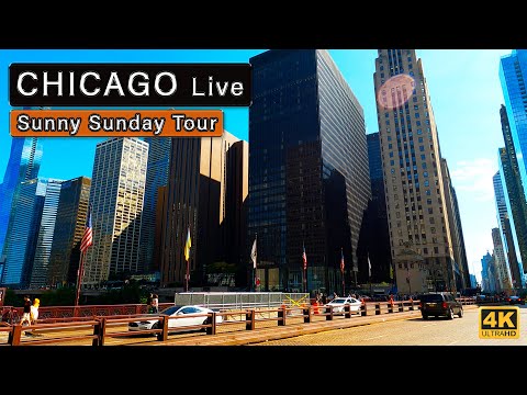 A Sunny & Hot Sunday in Chicago - 4K Tour - Down Town Chicago - Summer 2022