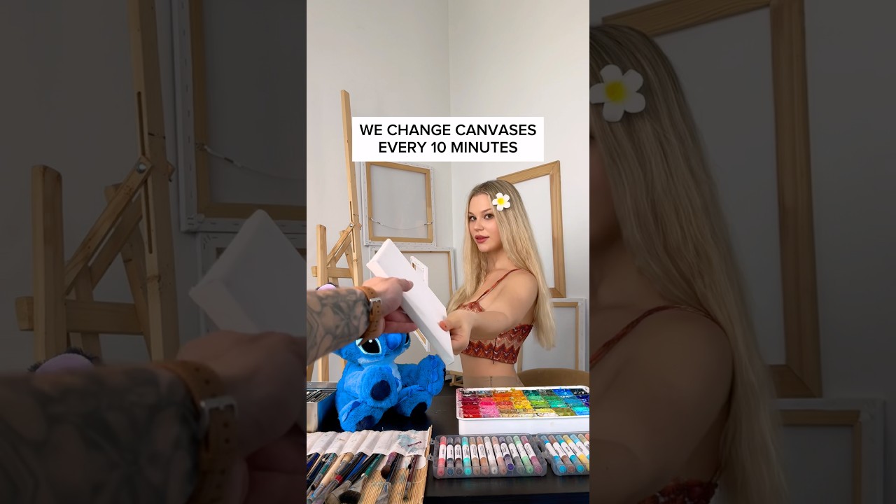 WE CHANGE CANVASES EVERY 10 MINUTES😱 DO YOU LIKE MORE 1 OR 2?✍️ #stitch #art #artchallenge #artist