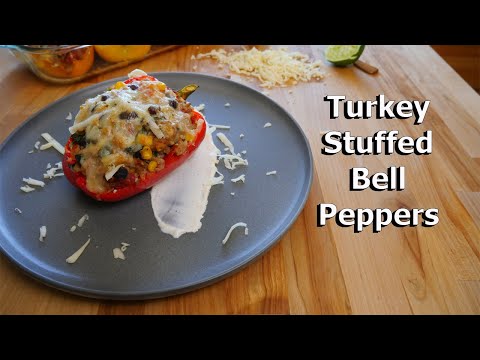 Weekday Dinner Idea: Stuffed Bell Peppers w/ Ground Turkey (Easy Recipe)